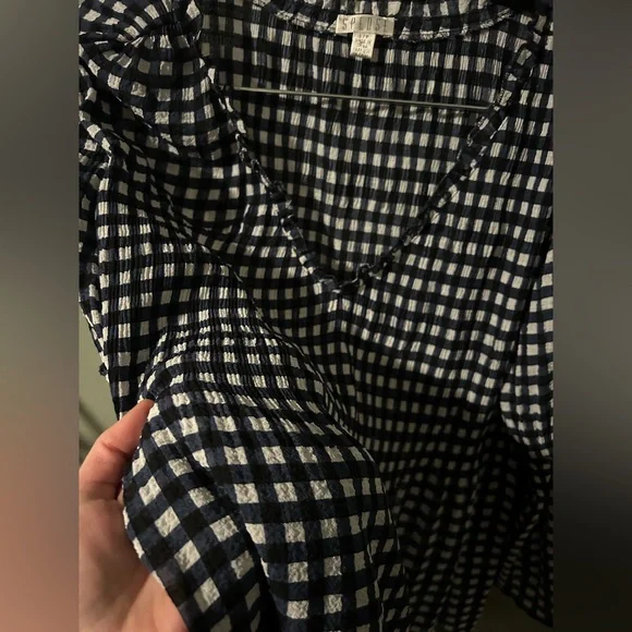 Blue & White Gingham Blouse - Picture 3 of 6